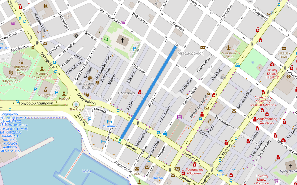 Σέφελ walking route map in Volos