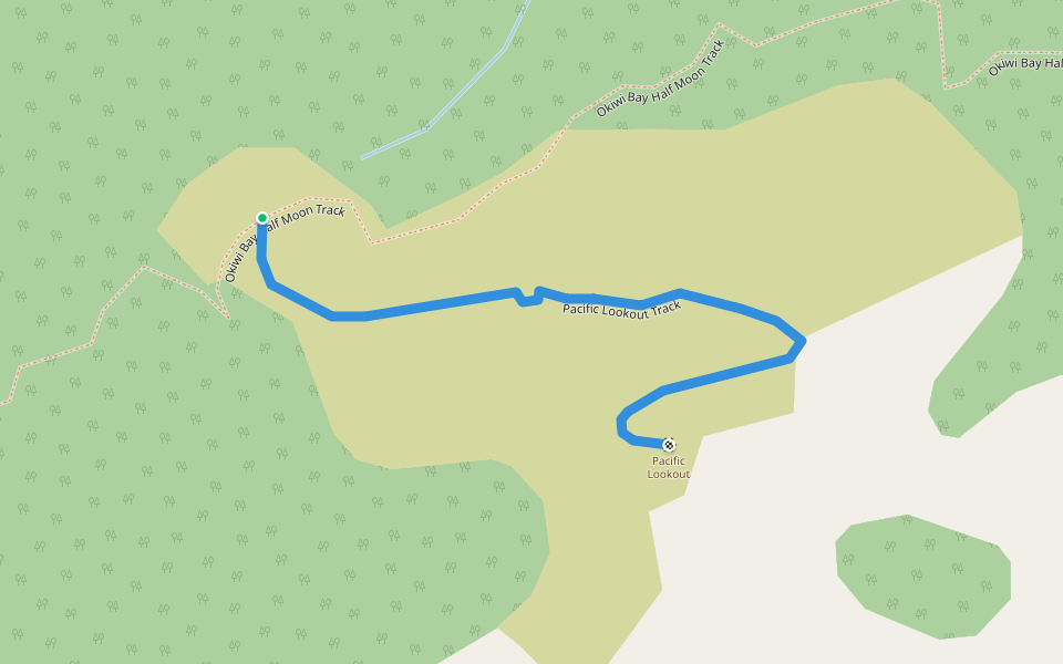 Pacific Lookout Track walking route map in Waipapa Bay