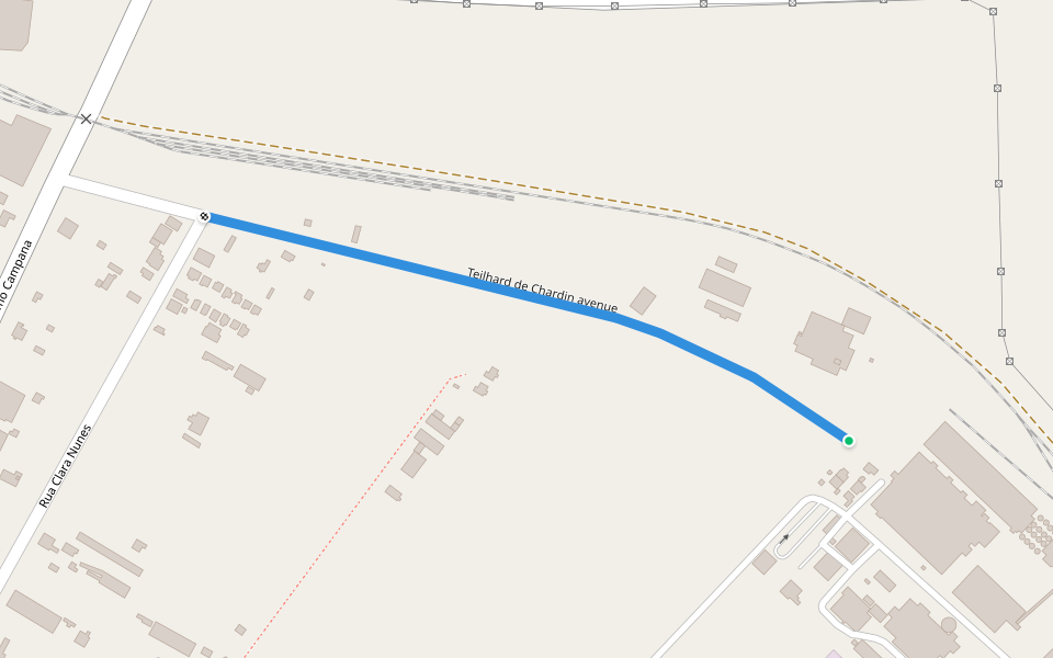 Teilhard de Chardin avenue walking route map in Londrina