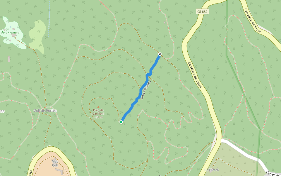 Línia elèctrica walking route map in Sant Feliu de Guíxols