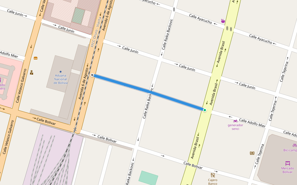 Calle Adolfo Mier walking route map in Oruro
