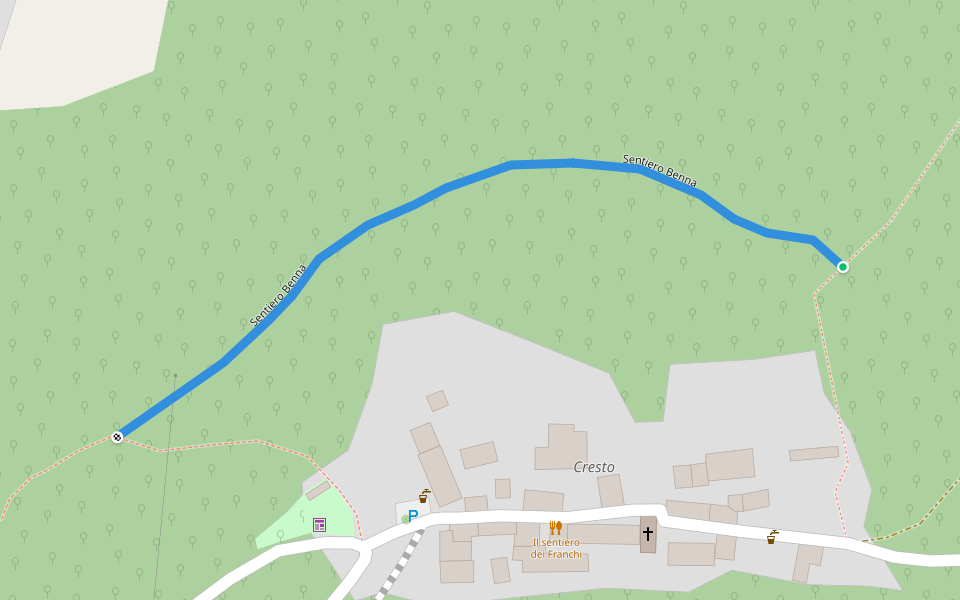 Sentiero Benna walking route map in Cresto