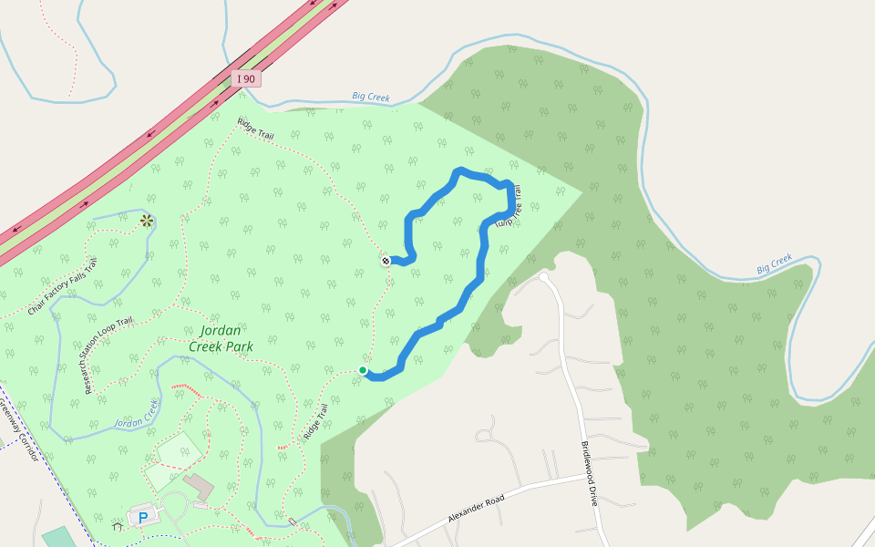 Tulip Tree Trail walking route map in Concord