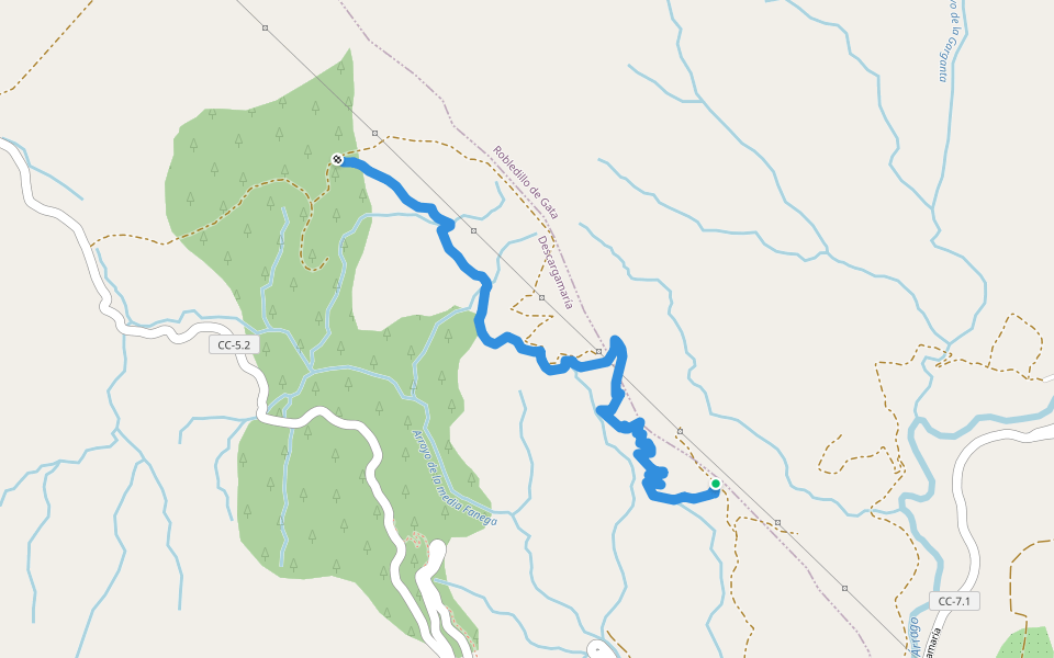 Puerto Viejo walking route map in Descargamaría