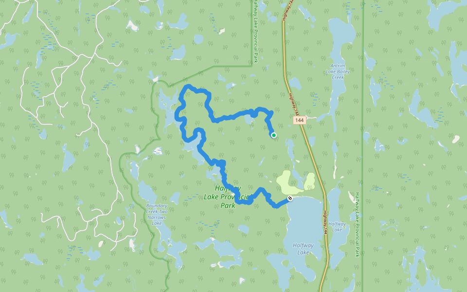 Hawk Ridge Trail walking route map in Shining Tree