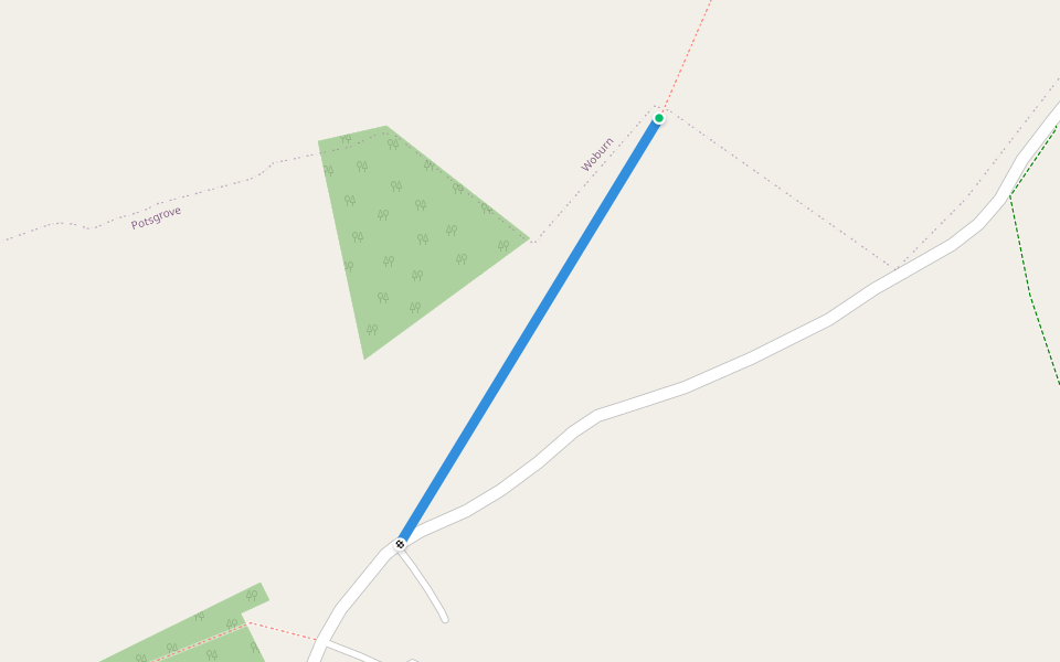 Bedfordshire RoW FP9 walking route map in Woburn