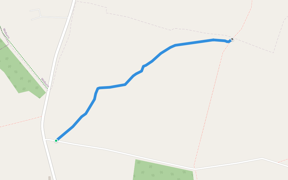 Bedfordshire RoW FP2 walking route map in Woburn