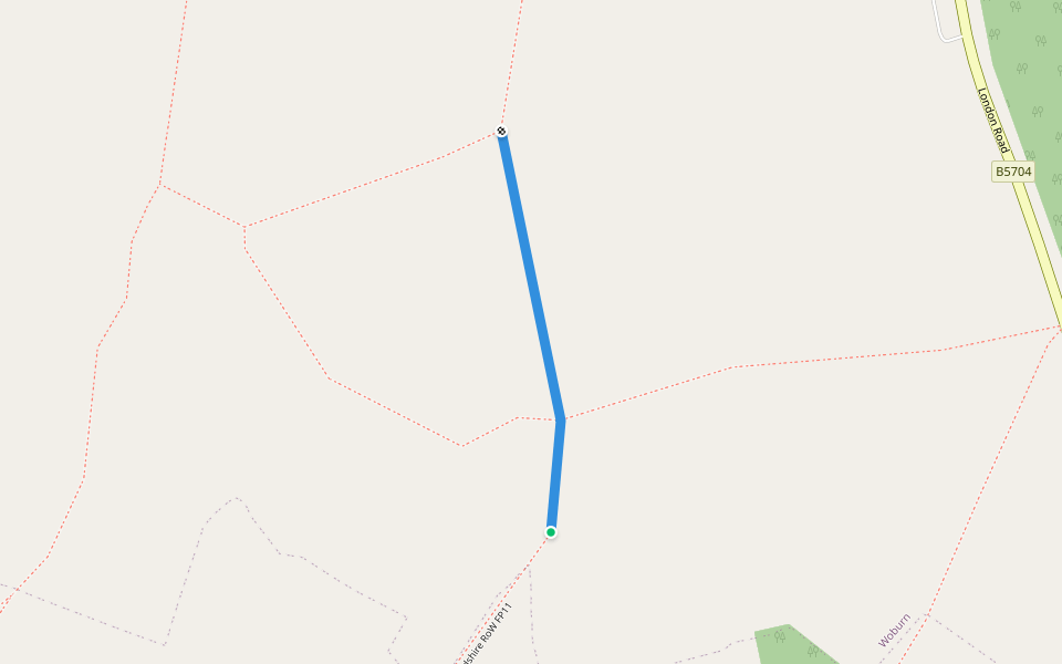 Bedfordshire RoW FP32 walking route map in Woburn