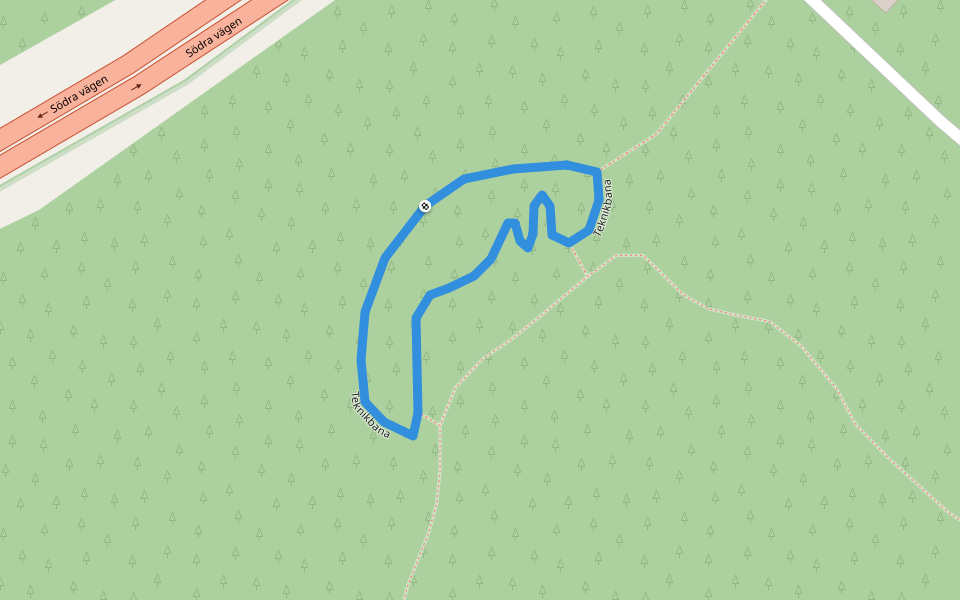 Teknikbana walking route map in Södra Kvill