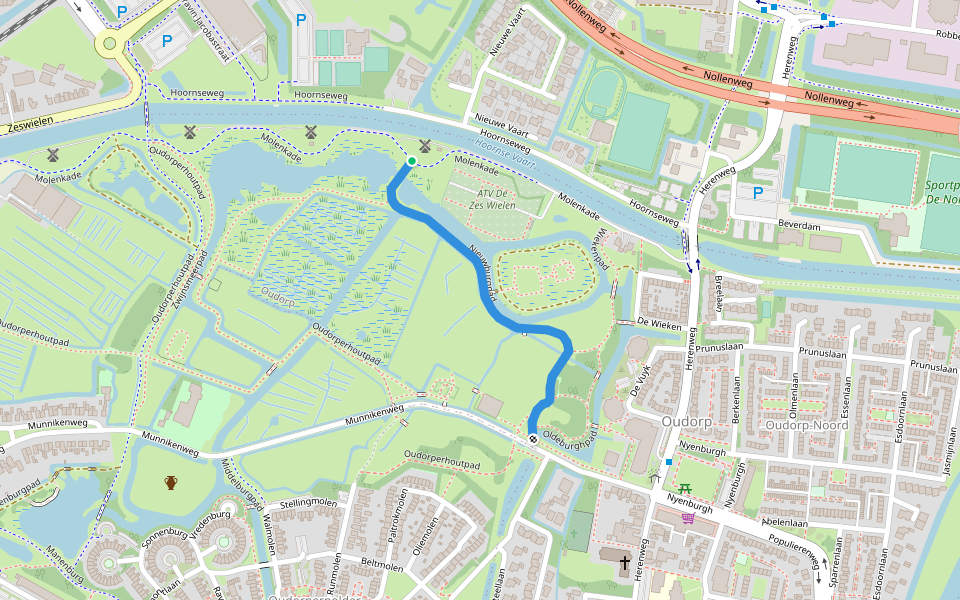 Nieuwburgpad walking route map in Oudorp