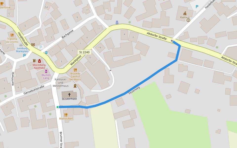 Feuerweg walking route map in Leinburg