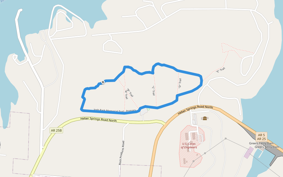 Josh Park Memorial Trail - Primary walking route map in Heber Springs