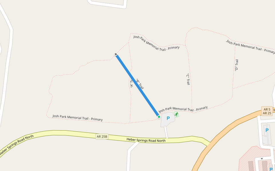 "B" Trail walking route map in Heber Springs