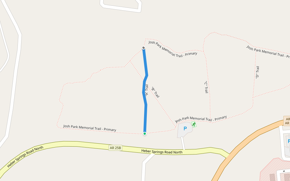 "A" Trail walking route map in Heber Springs
