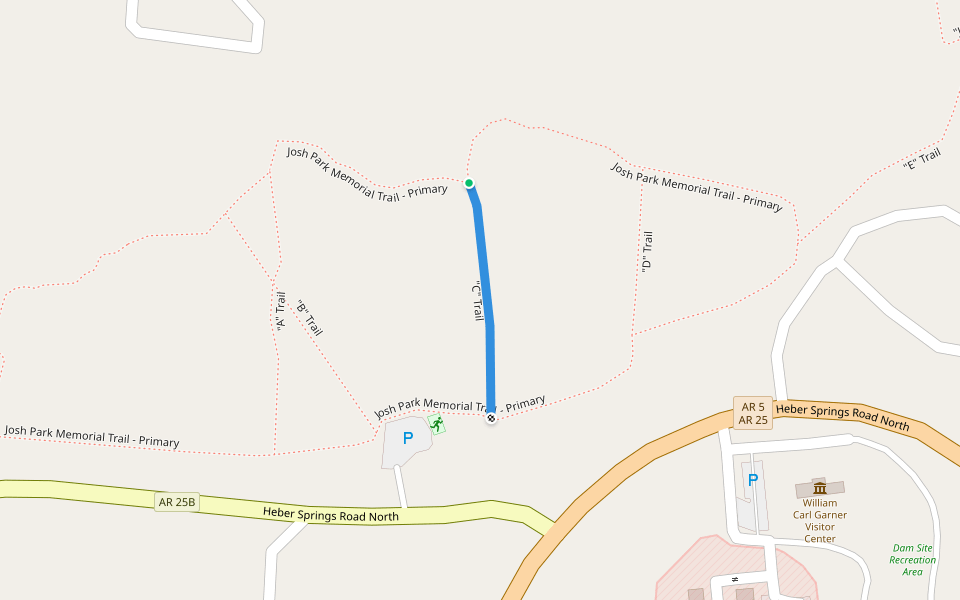 "C" Trail walking route map in Heber Springs