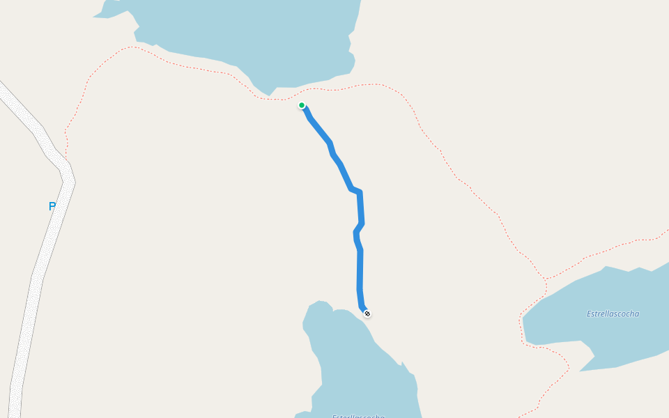 Sendero Estrellas cocha 2 walking route map in Hacienda Soldados
