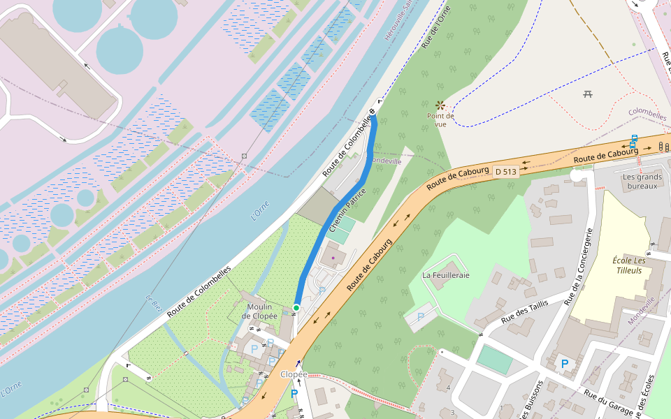 Chemin Patrice walking route map in Mondeville