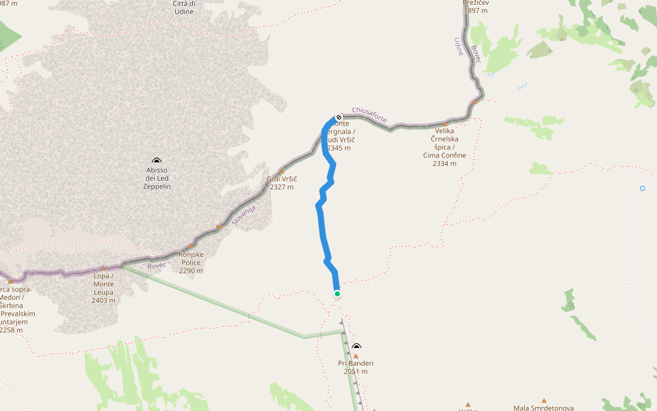 Proti Hudemu Vršiču walking route map in Plužna
