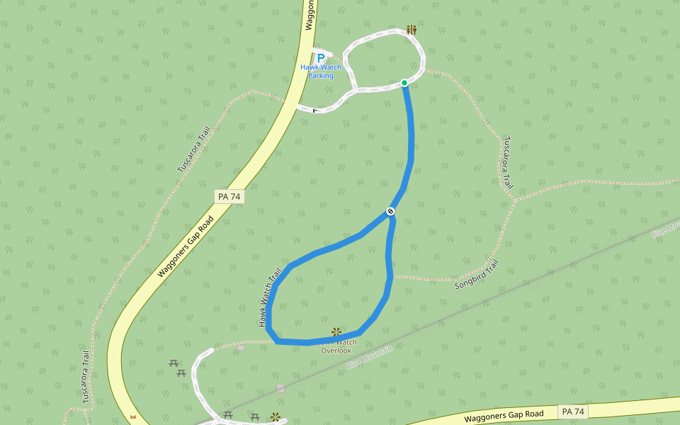 Hawk Watch Trail walking route map in Carlisle