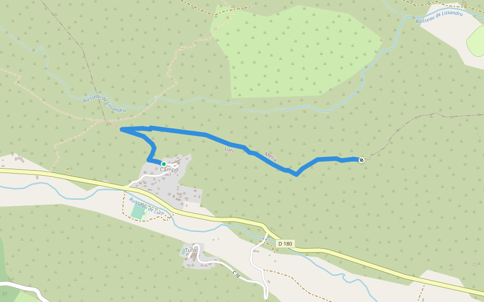 chemin de Mata walking route map in Luri