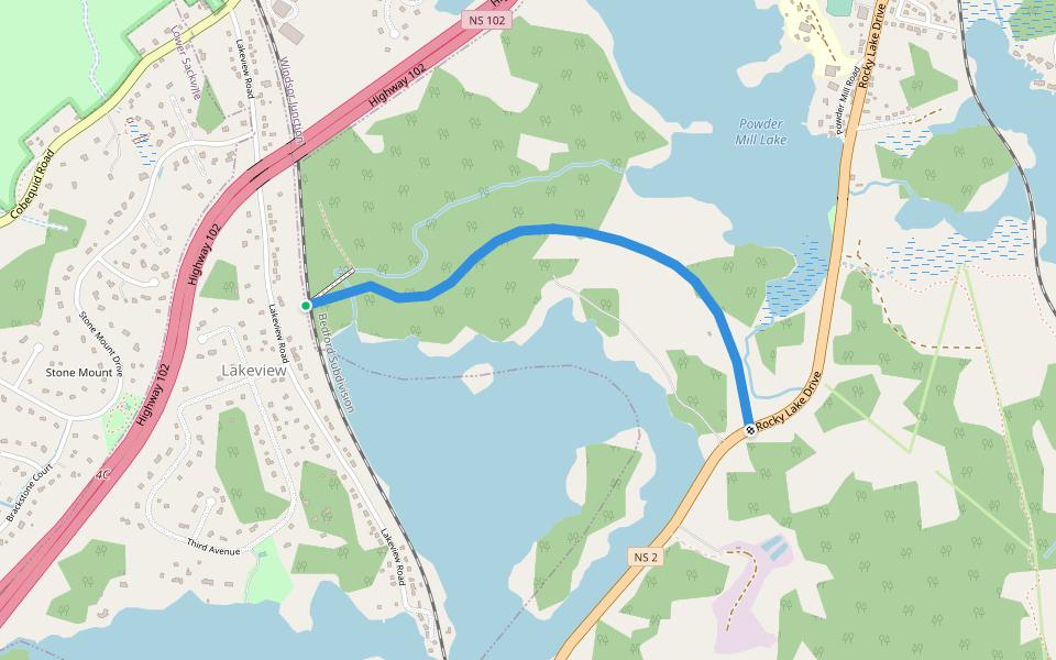 Powder Mill Lake Trail walking route map in Lakeview