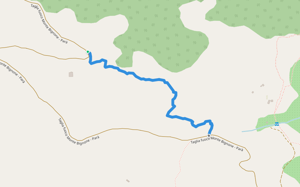 variante tagliafuoco walking route map in San Donato