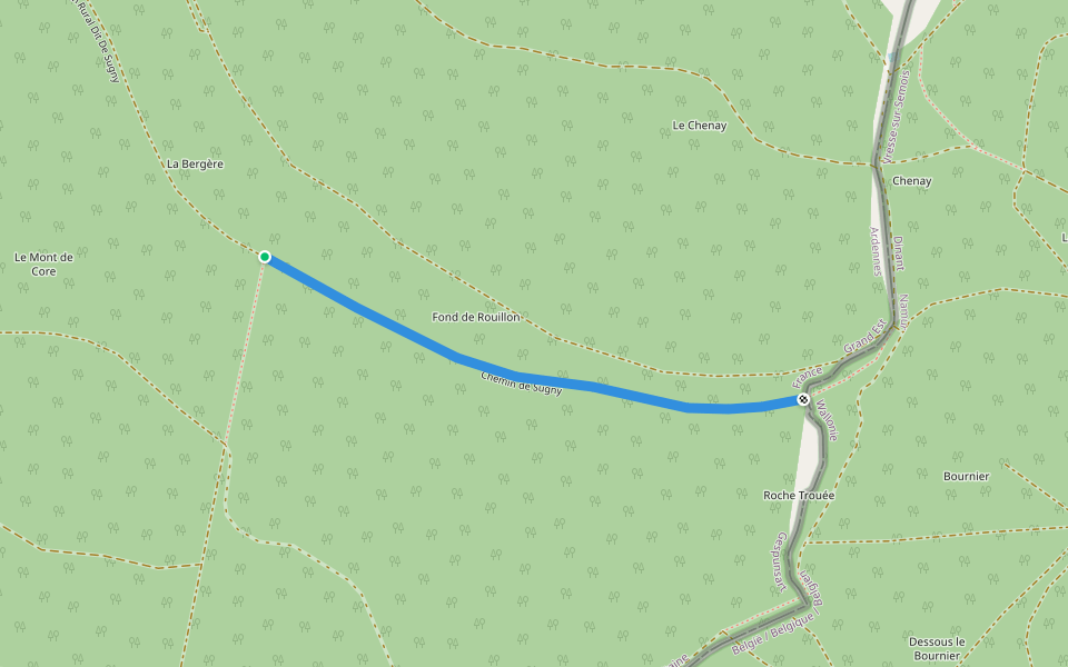 Chemin de Sugny walking route map in Gespunsart