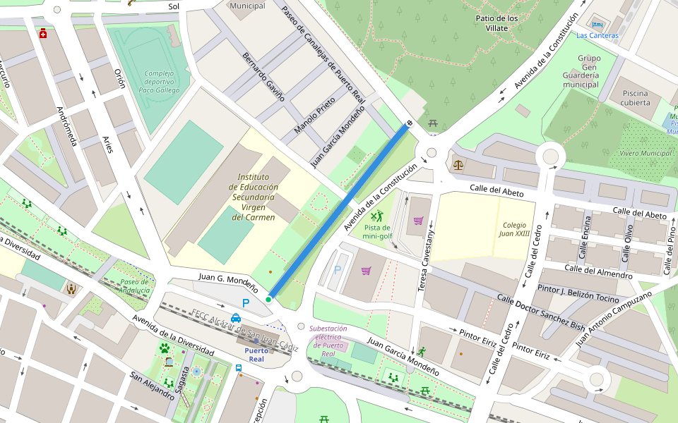 Paseo de María Auxiliadora walking route map in Puerto Real