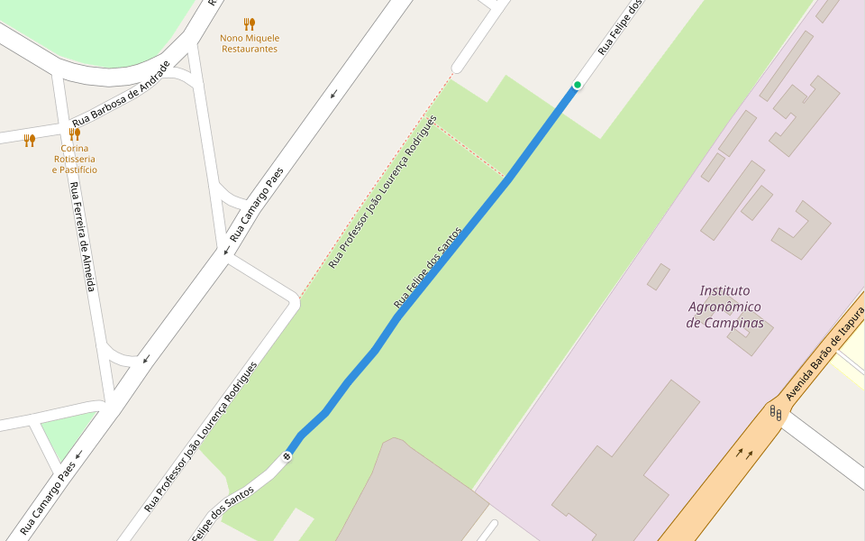 Rua Felipe dos Santos walking route map in Campinas