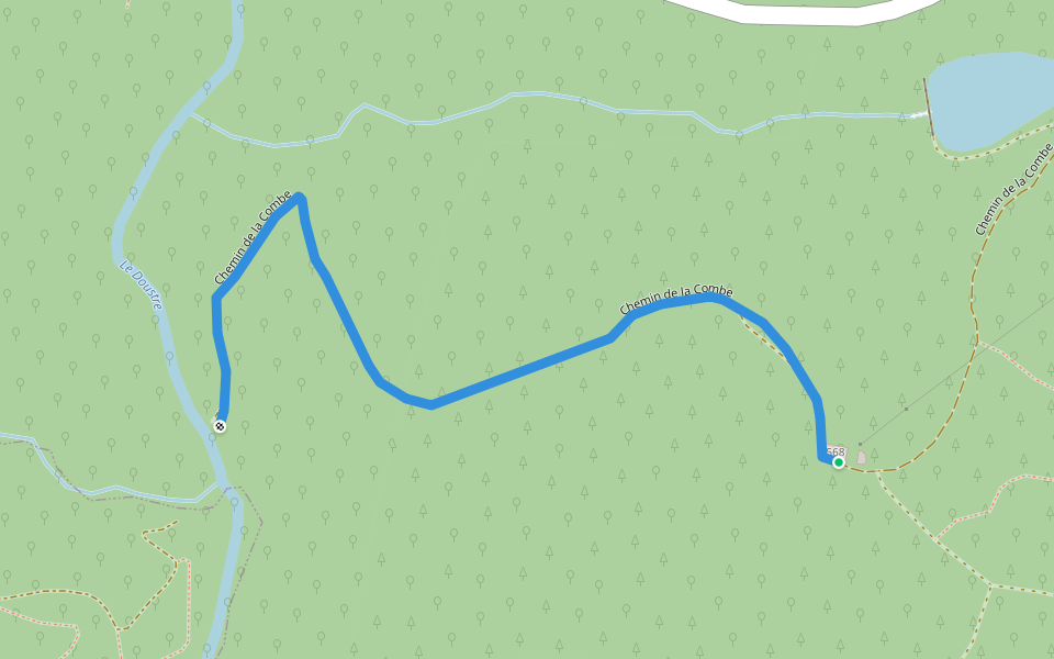 Chemin de la Combe walking route map in Montaignac-sur-Doustre