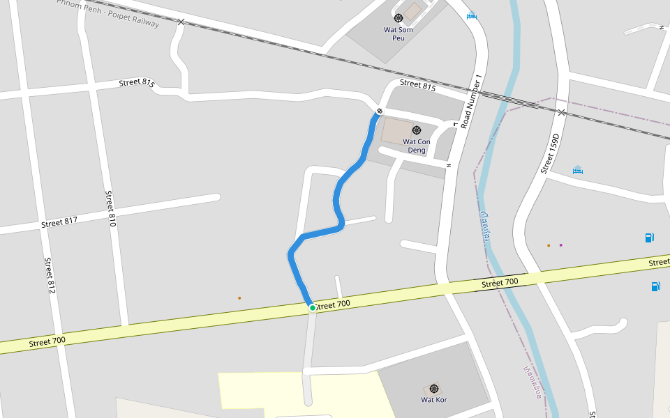 Street 802 walking route map in Krong Battambang