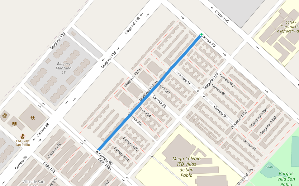 Diagonal 137 walking route map in Barranquilla