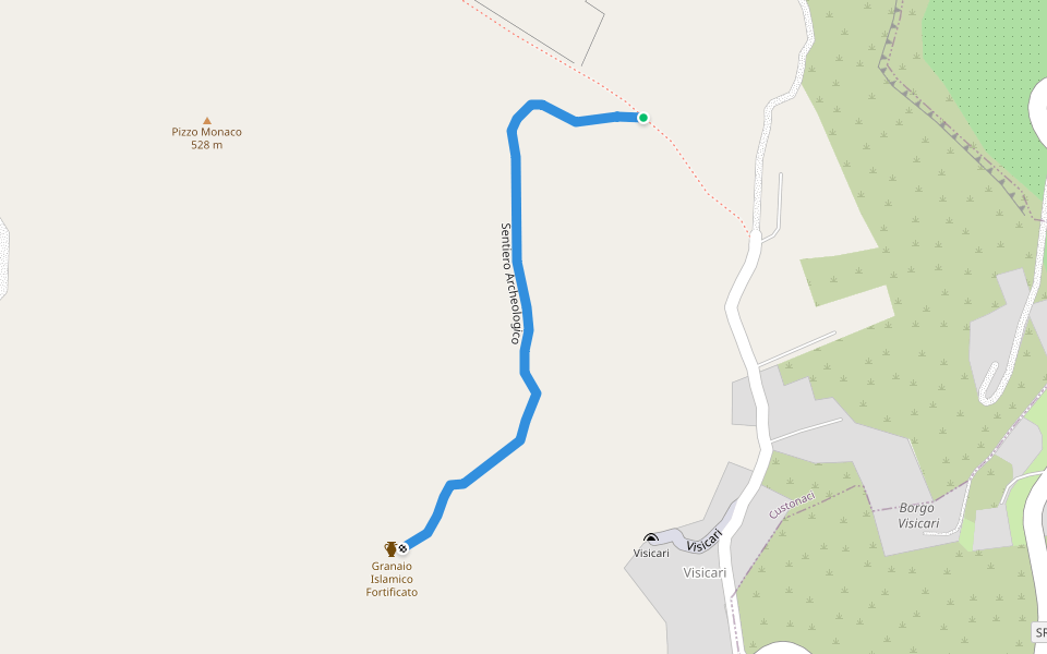 Sentiero Archeologico walking route map in Visicari