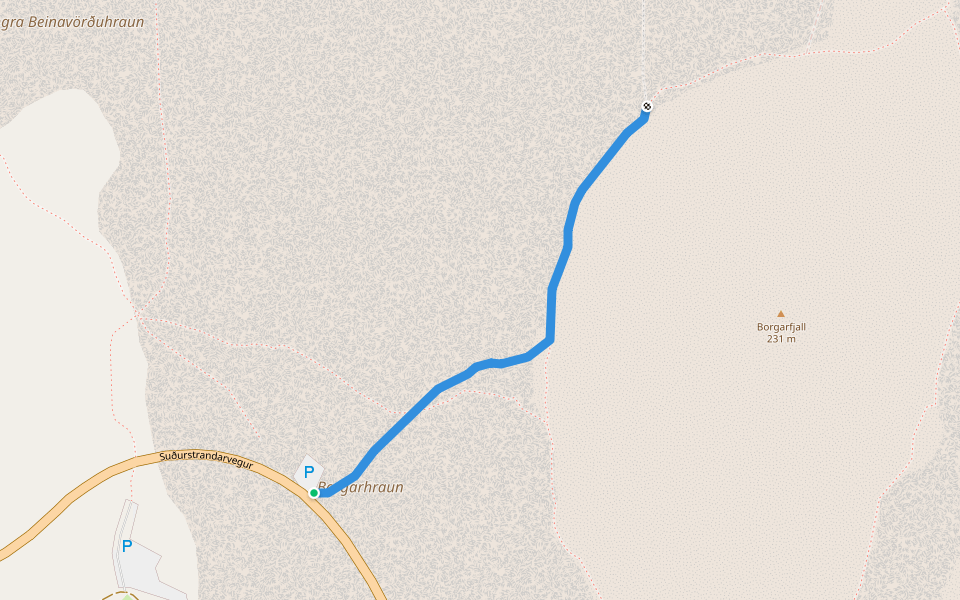 Geldingadalir walking route map in Grindavik