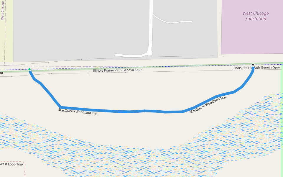 MacQueen Woodland Trail walking route map in West Chicago