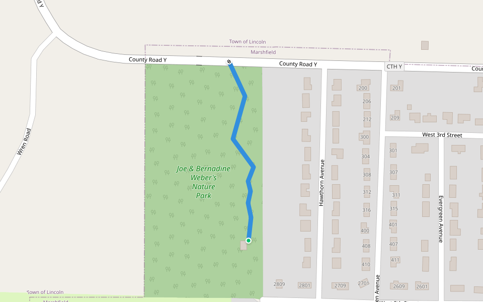 Weber's Nature Walking Trail walking route map in Marshfield