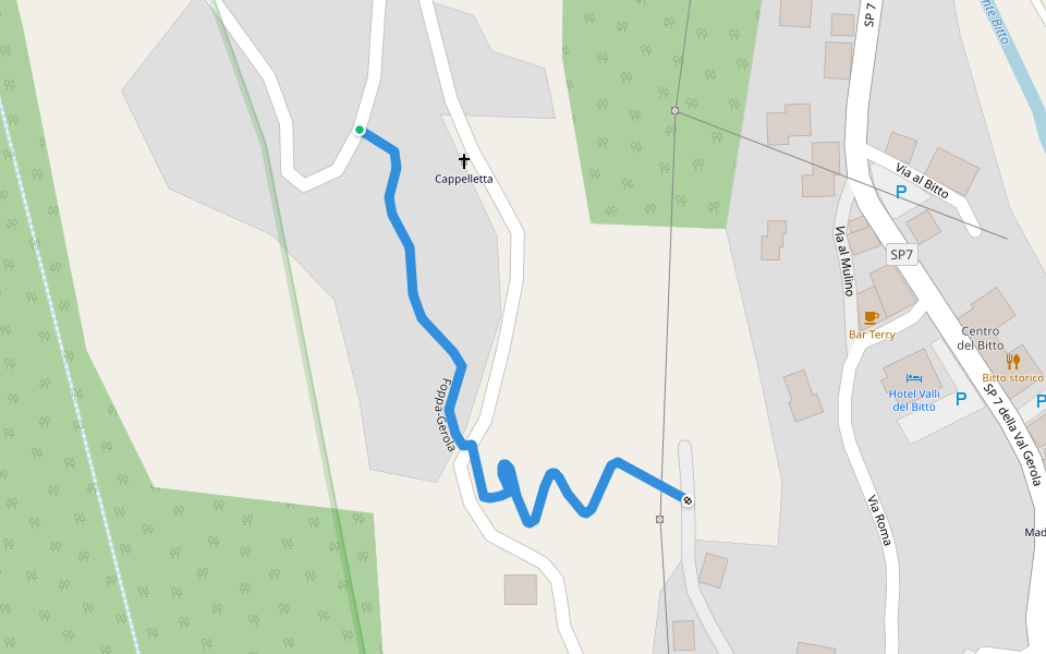 Foppa-Gerola walking route map in Gerola Alta