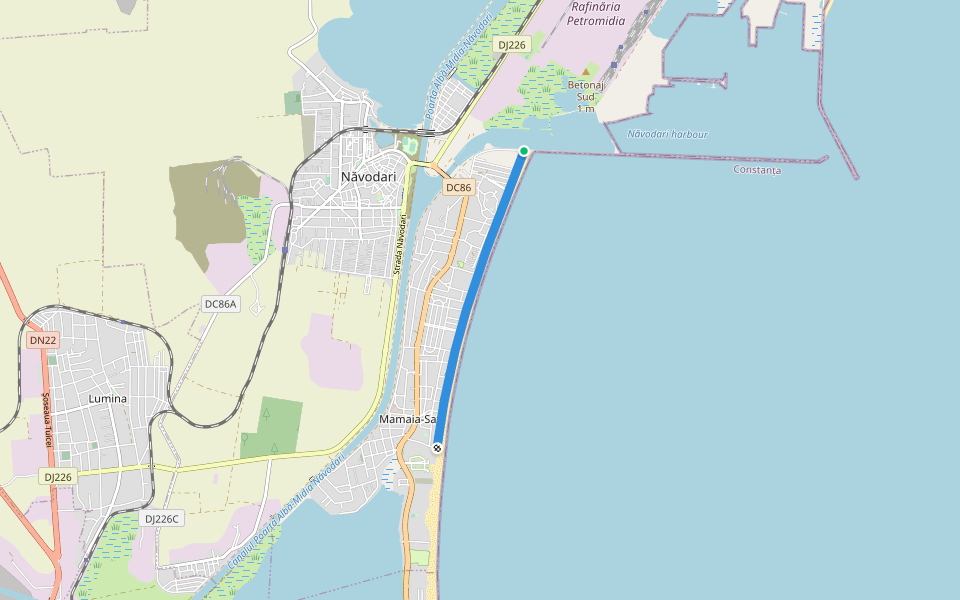 Strada Espanada walking route map in Năvodari