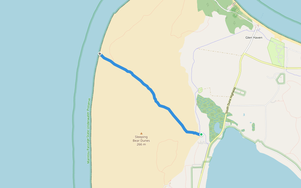 Dune Climb Trail walking route map in Glen Arbor