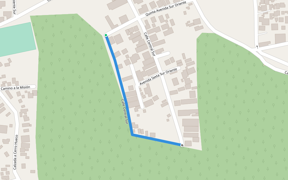 Calle Central Sur walking route map in Tuxtla Gutiérrez