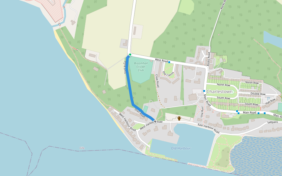 Shell Road walking route map in Charlestown