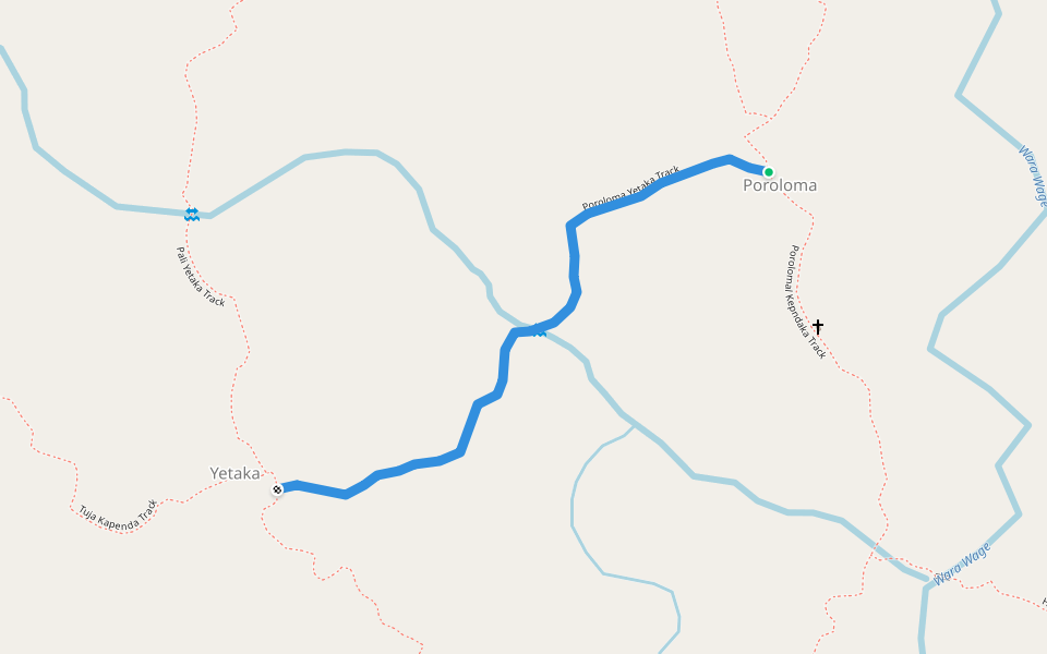 Poroloma Yetaka Track walking route map in Arimanda