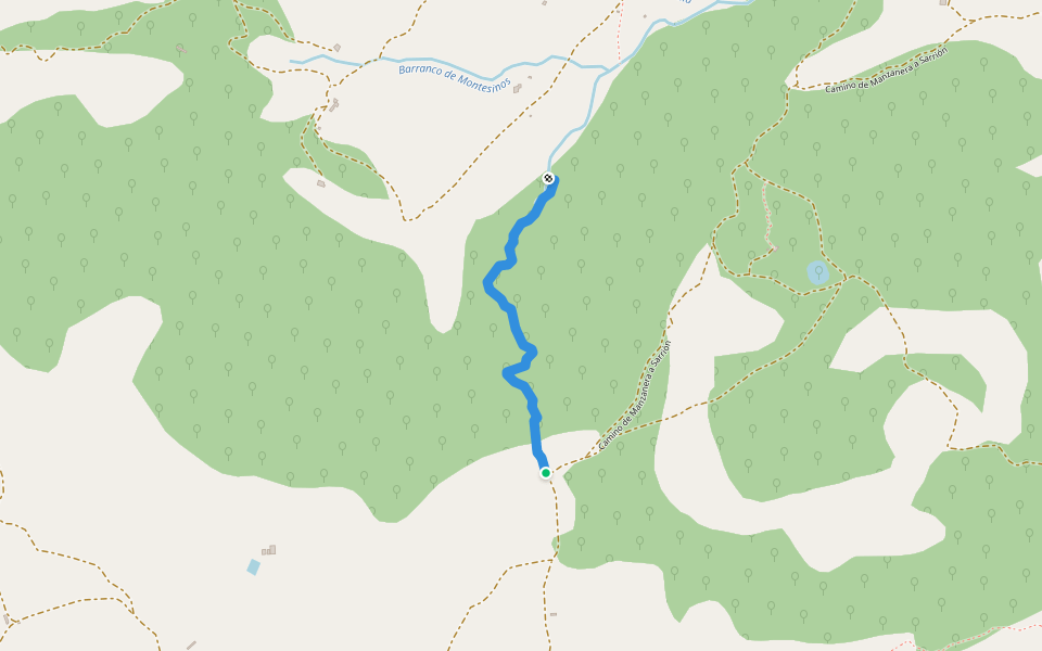 Rocha Castañas walking route map in Sarrión