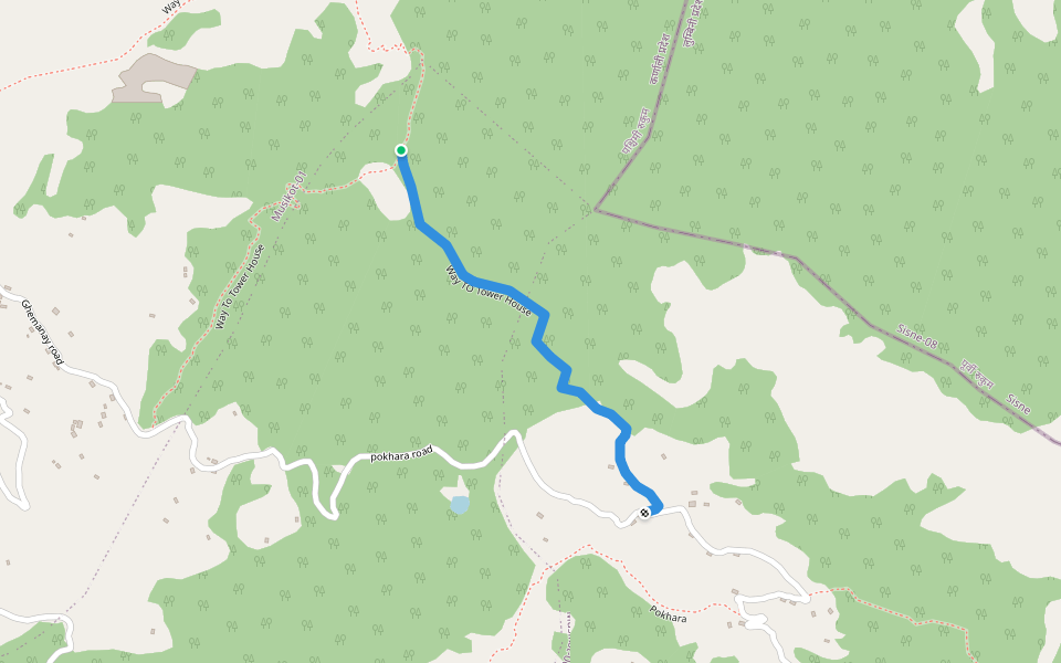 Way TO Tower House walking route map in Musikot