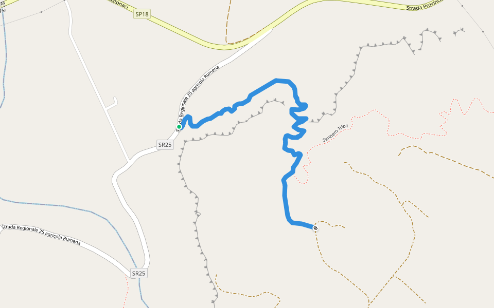 Sentiero Rumena-Tribli walking route map in Custonaci