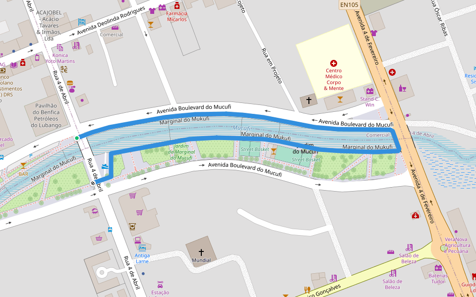 Marginal do Mukufi walking route map in Quilengues