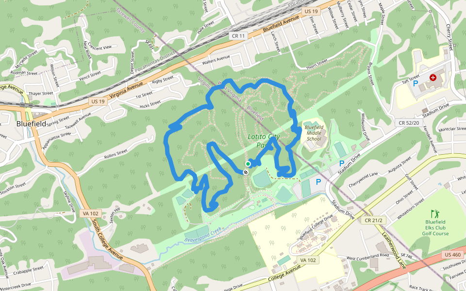 Sleeping Wolf Trail walking route map in Bluefield