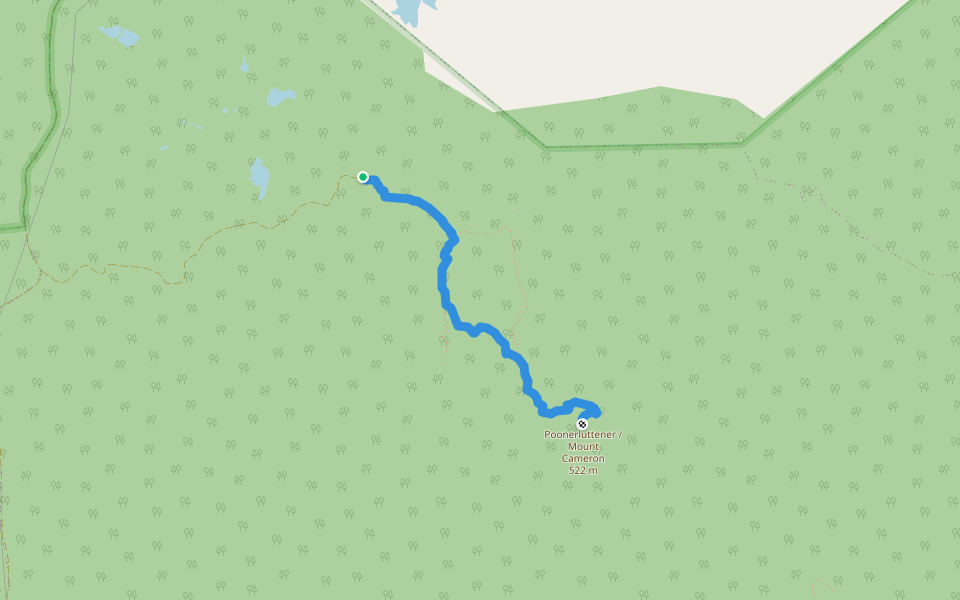 Mount Cameron Track walking route map in South Mount Cameron