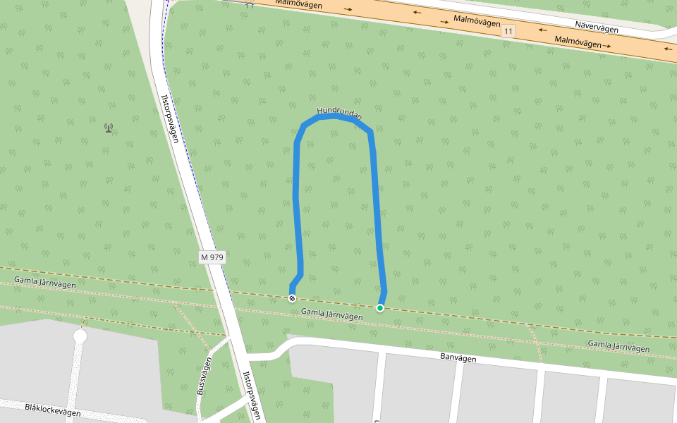 Hundrundan walking route map in Sjöbo