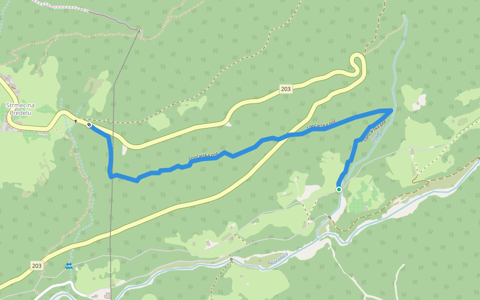 Lončarska pot walking route map in Log pod Mangartom